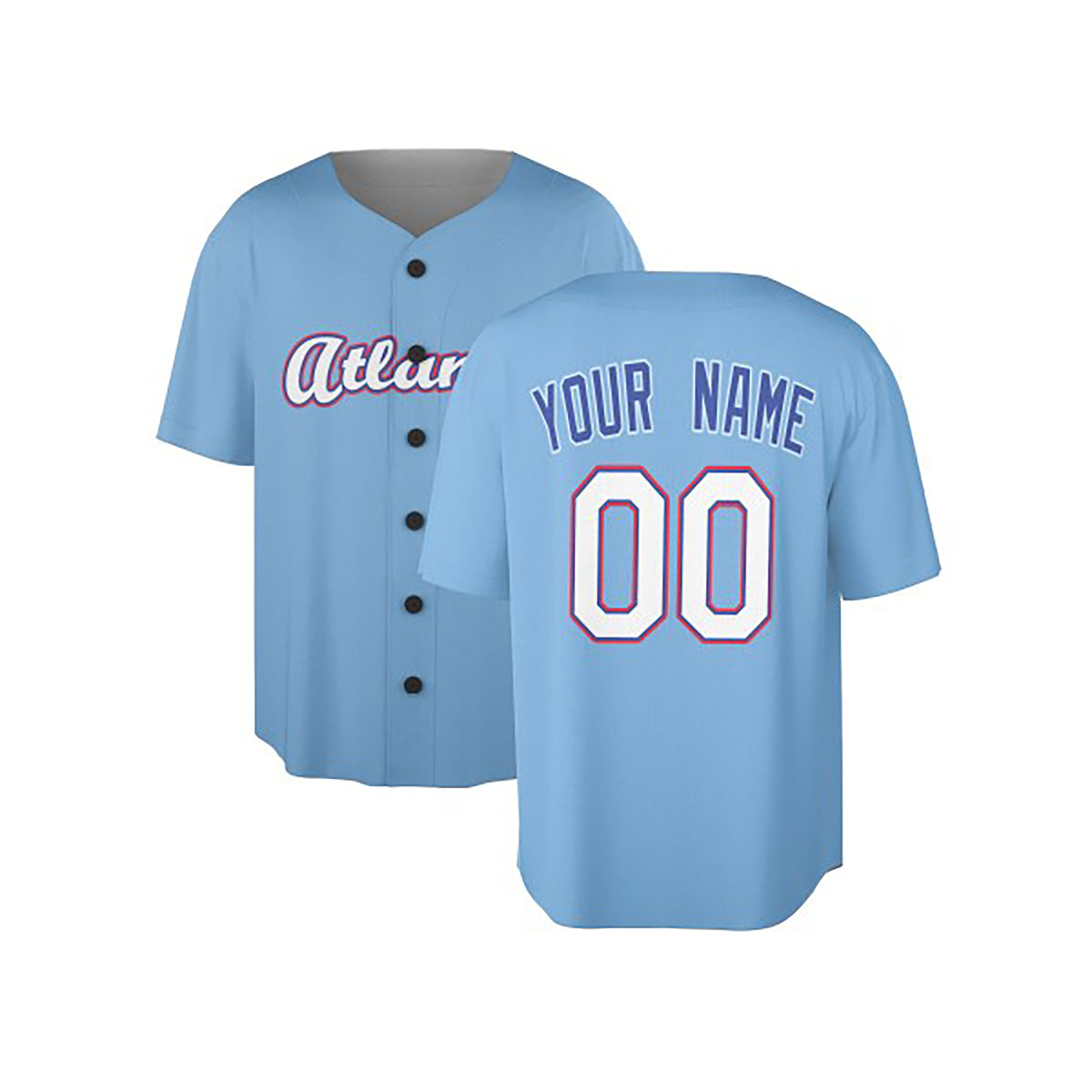 Custom Atlanta Braves Baseball Jersey - 2026 City Connect Sky Blue Style, Personalized Name & Number-3