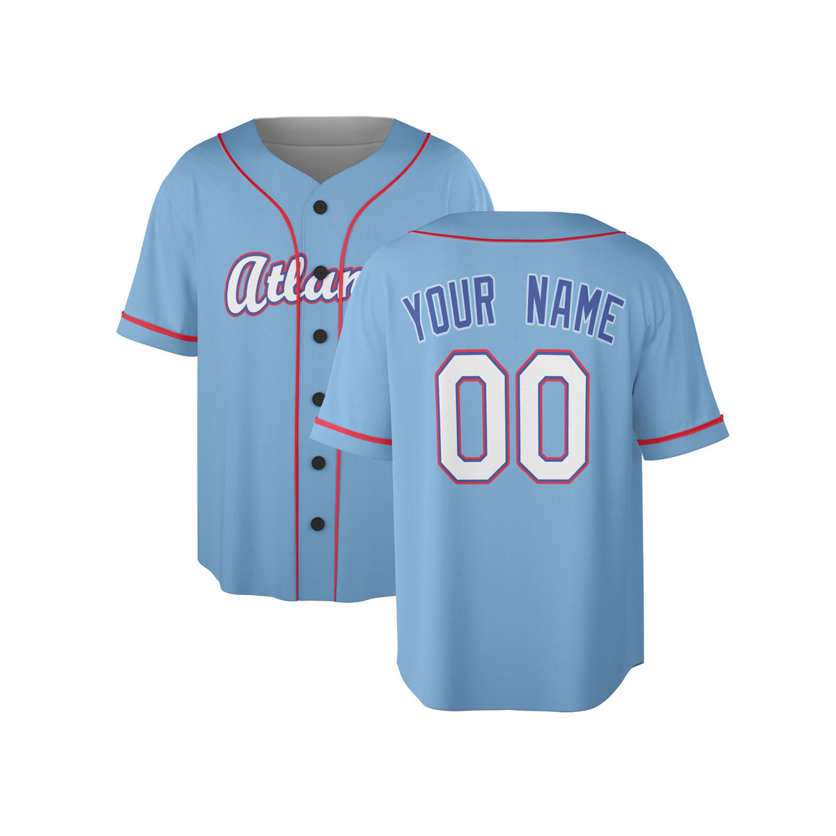 Custom Atlanta Braves Baseball Jersey - 2026 City Connect Sky Blue Style, Personalized Name & Number-4