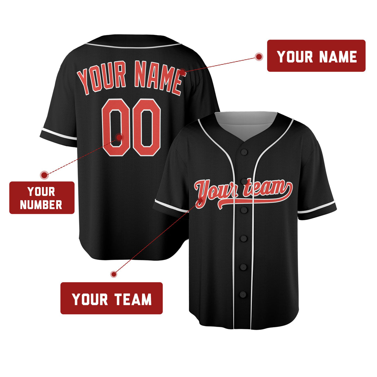 Custom Baltimore Baseball Jersey - Blackout Style, Personalized Name & Number-2