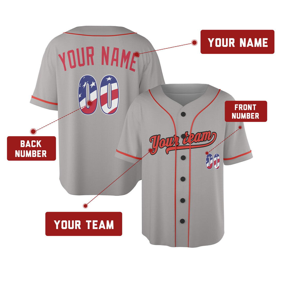 Custom Baltimore Baseball Jersey - USA 250th Anniversary Fourth of July Style, Personalized Name & Number-1
