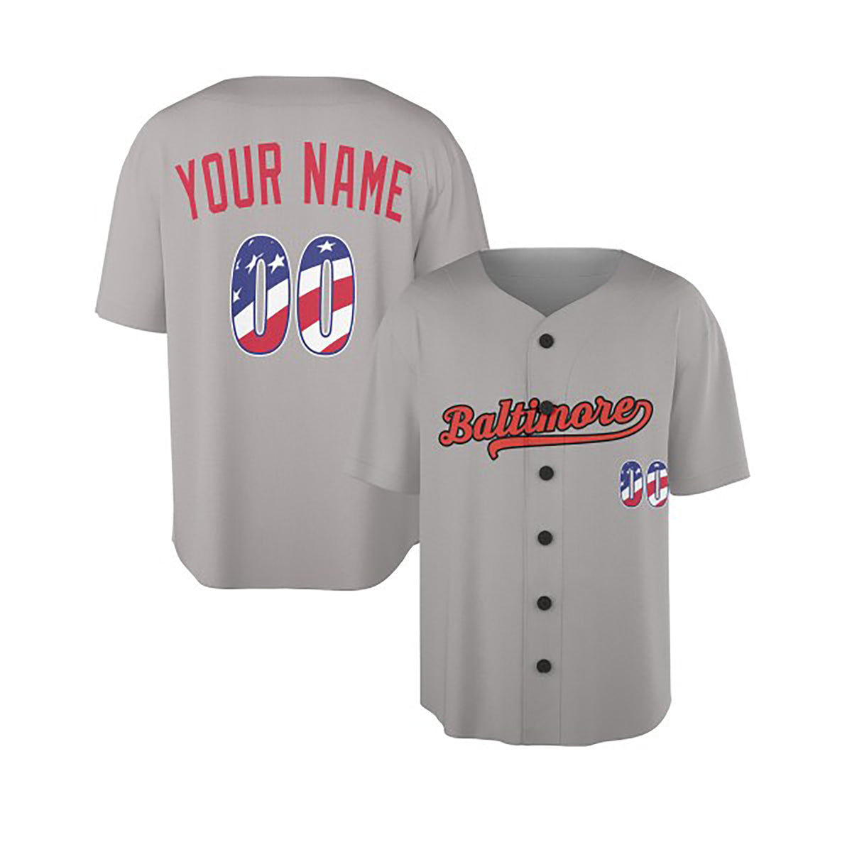 Custom Baltimore Baseball Jersey - USA 250th Anniversary Fourth of July Style, Personalized Name & Number-3