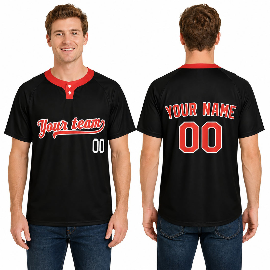 Custom Baltimore Two-Button Baseball Jersey - Blackout Style, Personalized Name & Number-1