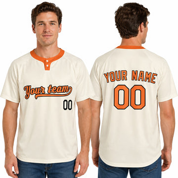Custom Baltimore Two-Button Baseball Jersey - Cream Throwback Style, Personalized Name & Number-1