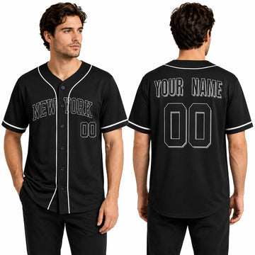 Custom Bronx Baseball Jersey - Blackout Outline Style, Personalized Name & Number-1