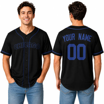 Custom Chicago Cubs Baseball Jersey - Black Pop Fashion Style, Personalized Name & Number-1