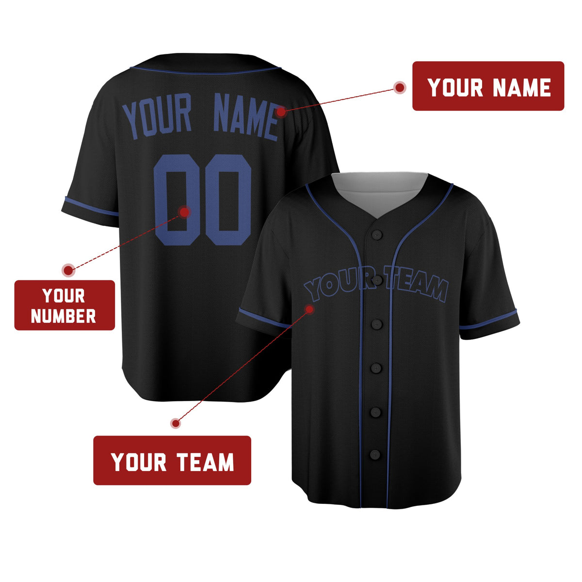 Custom Chicago Cubs Baseball Jersey - Black Pop Fashion Style, Personalized Name & Number-2