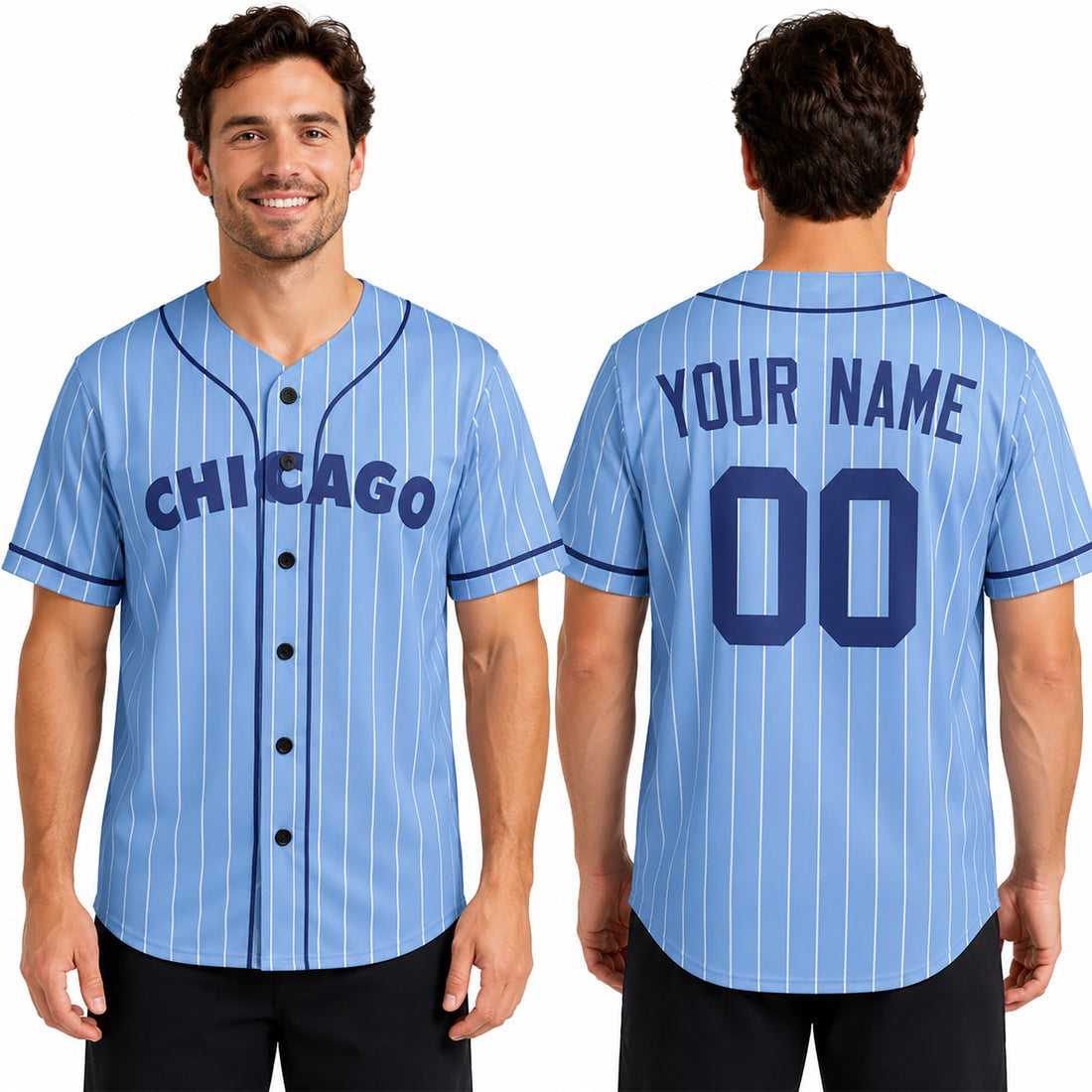 Custom Chicago Cubs Baseball Jersey - Light Blue Cooperstown Style, Personalized Name & Number-1