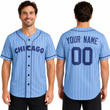 Custom Chicago Cubs Baseball Jersey - Light Blue Cooperstown Style, Personalized Name & Number-1