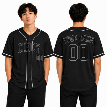 Custom Cincinnati Baseball Jersey - Blackout Outline Style, Personalized Name & Number-1