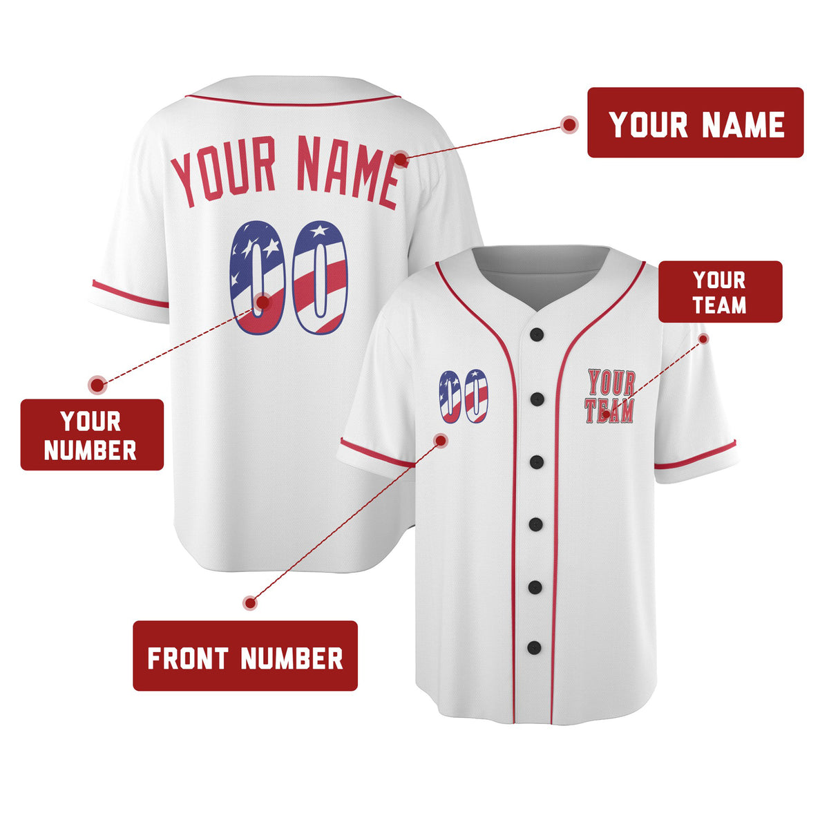 Custom Cincinnati Baseball Jersey - USA 250th Anniversary Fourth of July Style, Personalized Name & Number-2