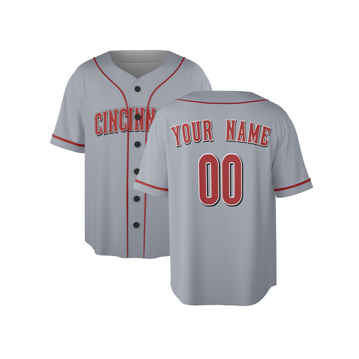 Custom Cincinnati Reds Baseball Jersey - Road Gray Style, Personalized Name & Number-3