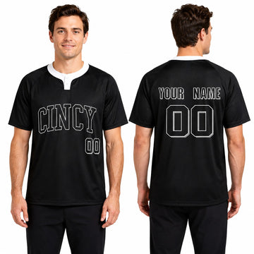 Custom Cincinnati Two-Button Baseball Jersey - Blackout Outline Style, Personalized Name & Number-1
