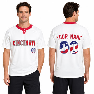 Custom Cincinnati Two-Button Baseball Jersey - Fourth of July USA 250th Style, Personalized Name & Number-1