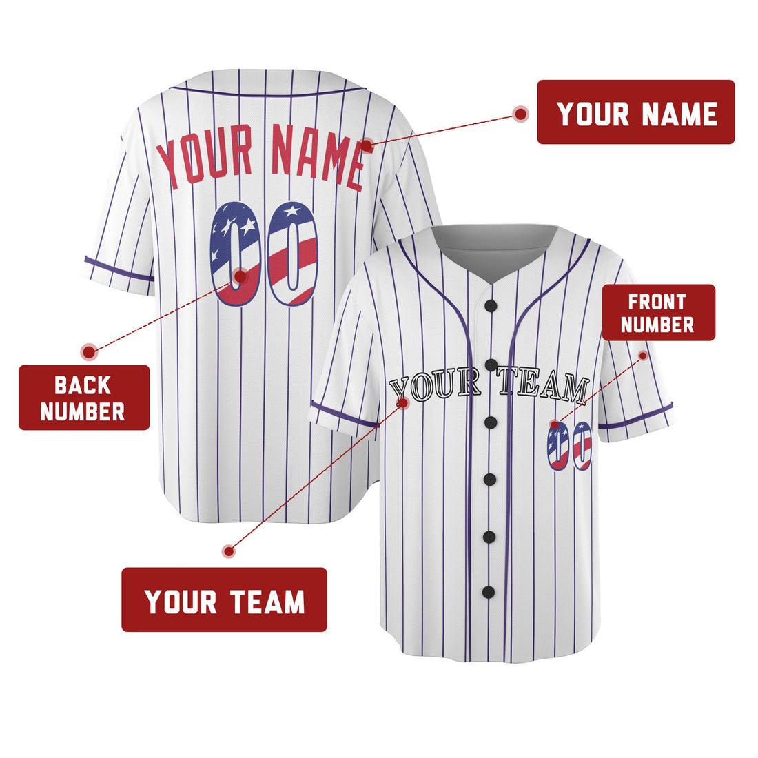 Custom Colorado Baseball Jersey - USA 250th Anniversary Fourth of July Style, Personalized Name & Number-1