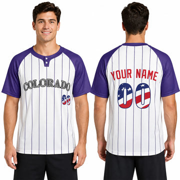 Custom Colorado Two-Button Baseball Jersey - Fourth of July USA 250th Style, Personalized Name & Number-1