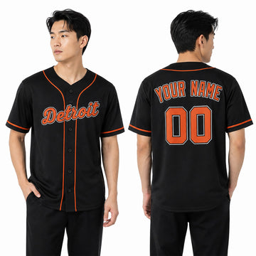 Custom Detroit Tigers Baseball Jersey - Black Alternate Style, Personalized Name & Number-1