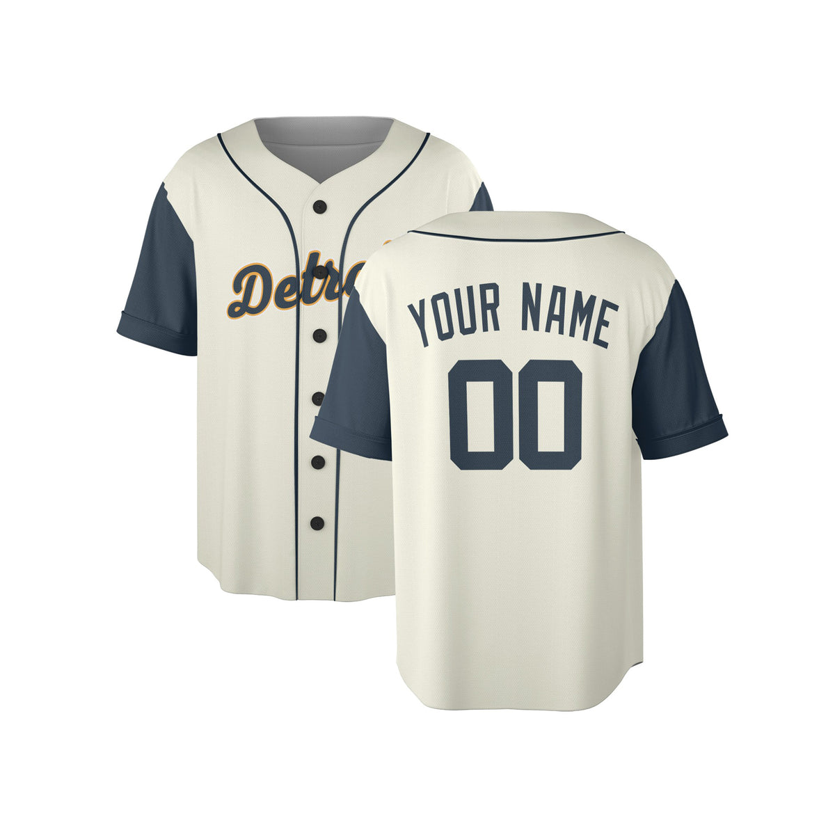 Custom Detroit Tigers Baseball Jersey - Cream Navy Two-Color Fashion Style, Personalized Name & Number-4