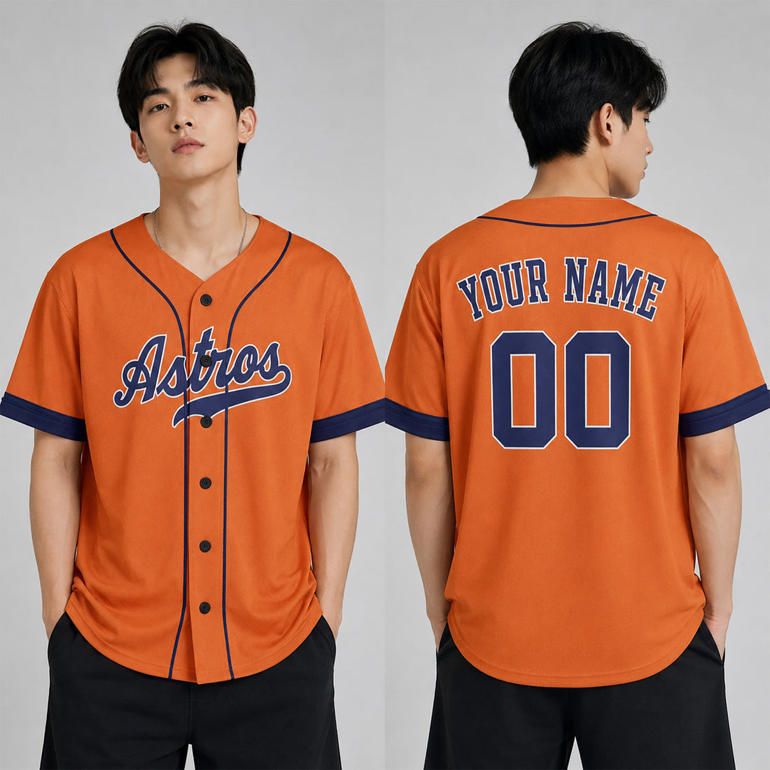 Custom Houston Astros Baseball Jersey - Cooperstown Orange Style, Personalized Name & Number-1