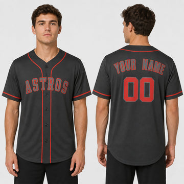 Custom Houston Astros Baseball Jersey - Pop Fashion Charcoal Style, Personalized Name & Number-1