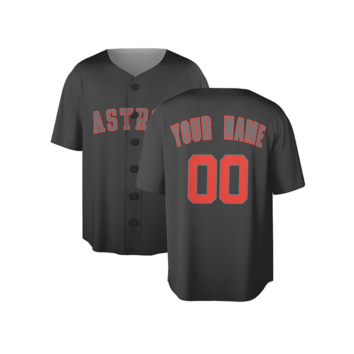 Custom Houston Astros Baseball Jersey - Pop Fashion Charcoal Style, Personalized Name & Number-3
