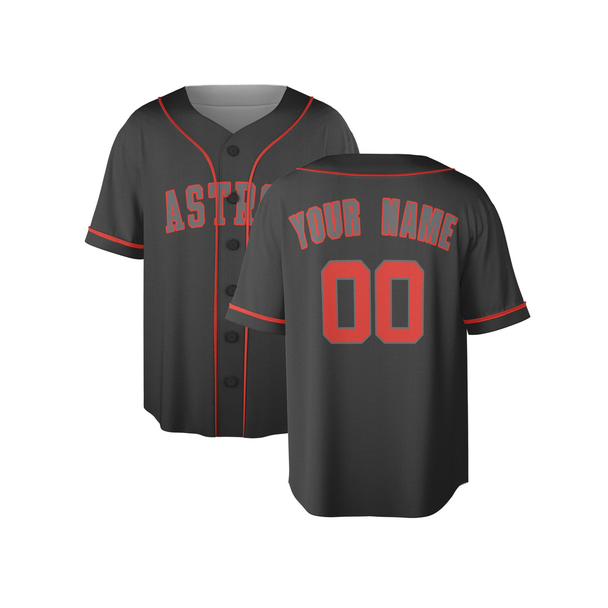 Custom Houston Astros Baseball Jersey - Pop Fashion Charcoal Style, Personalized Name & Number-4