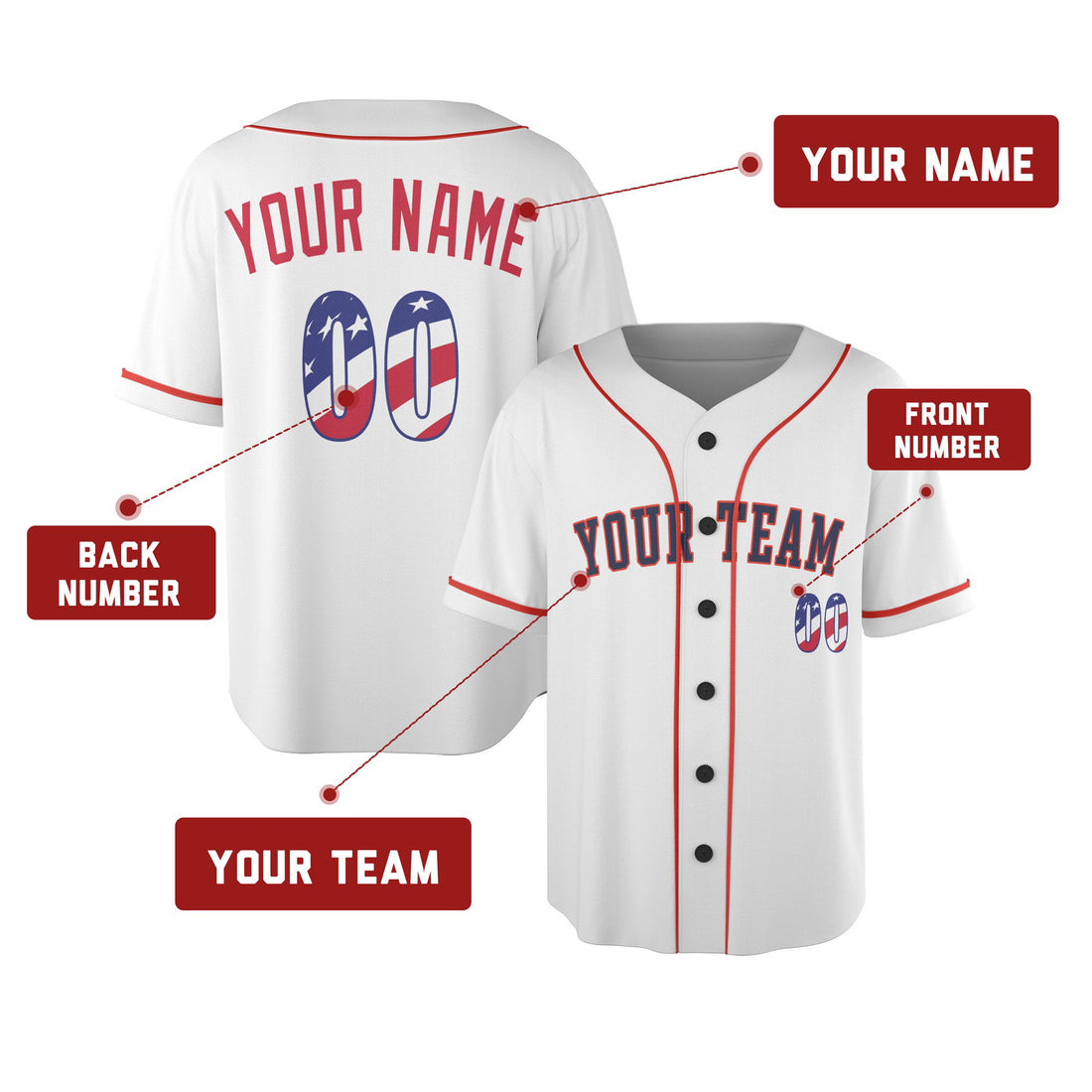 Custom Houston Baseball Jersey - USA 250th Anniversary Fourth of July Home Style, Personalized Name & Number-1