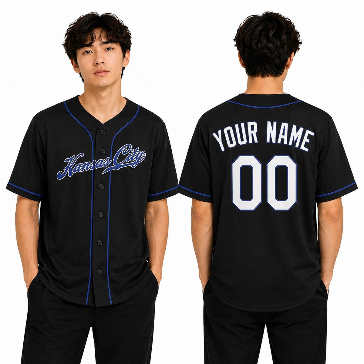 Custom Kansas City Baseball Jersey - Fashion Blackout Style, Personalized Name & Number-1