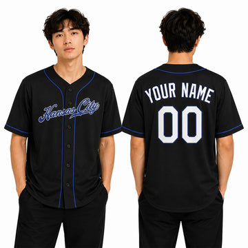 Custom Kansas City Baseball Jersey - Fashion Blackout Style, Personalized Name & Number-1