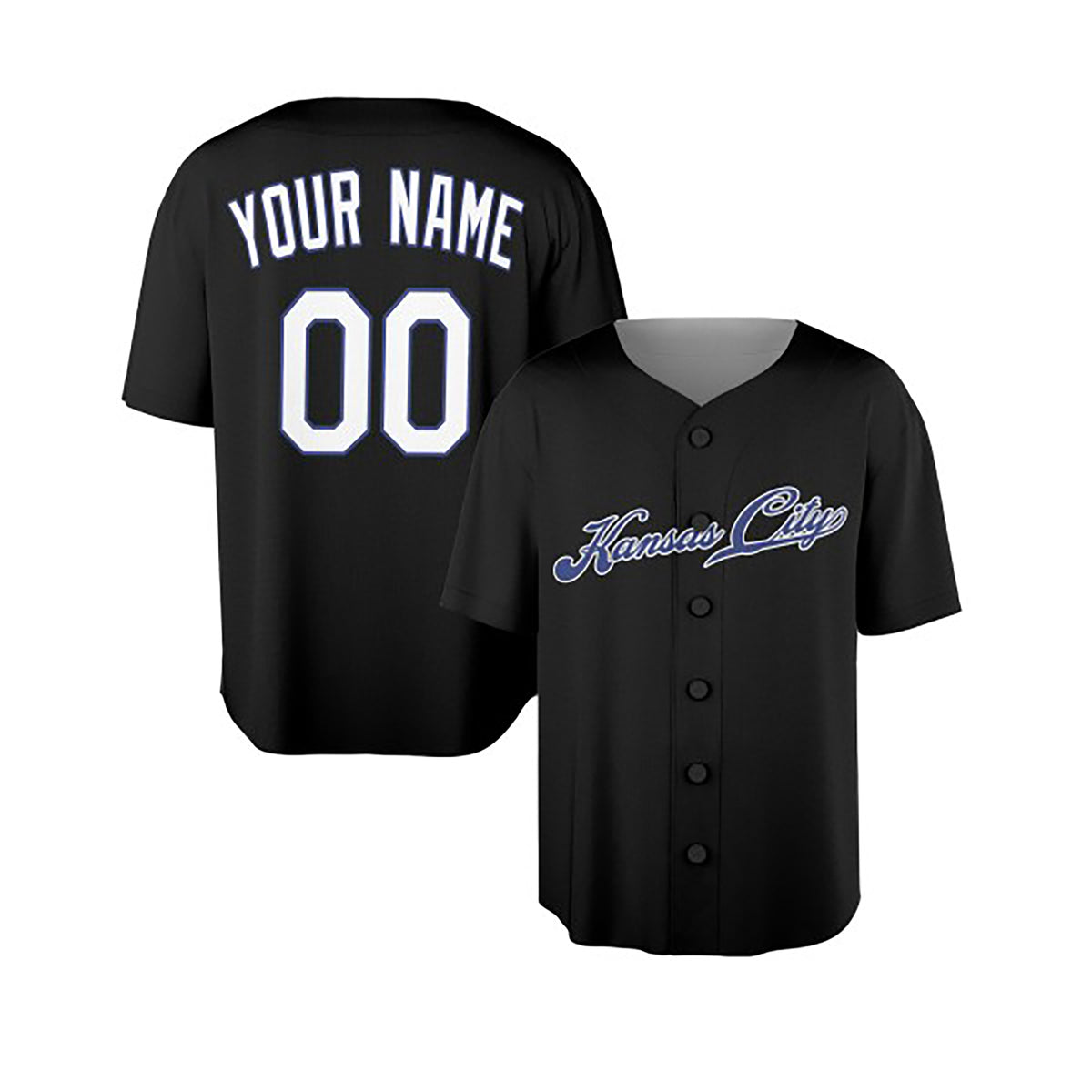 Custom Kansas City Baseball Jersey - Fashion Blackout Style, Personalized Name & Number-3