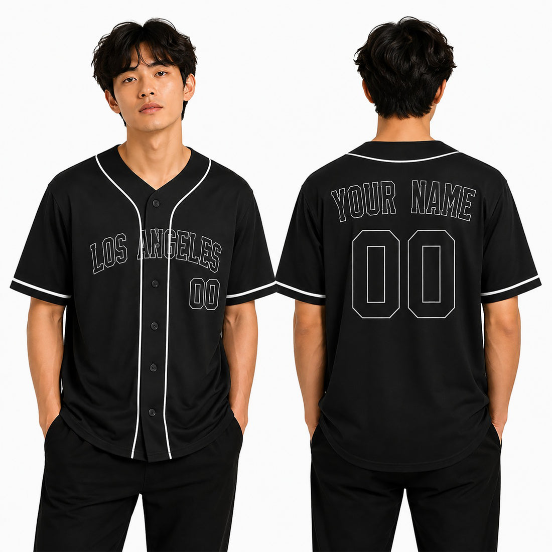 Custom Los Angeles Baseball Jersey - Blackout Outline Style, Personalized Name & Number-1