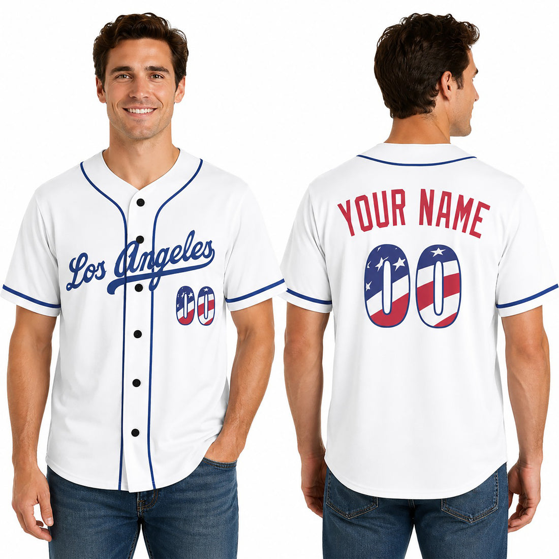 Custom Los Angeles Baseball Jersey - USA 250th Anniversary Fourth of July Style, Personalized Name & Number-1