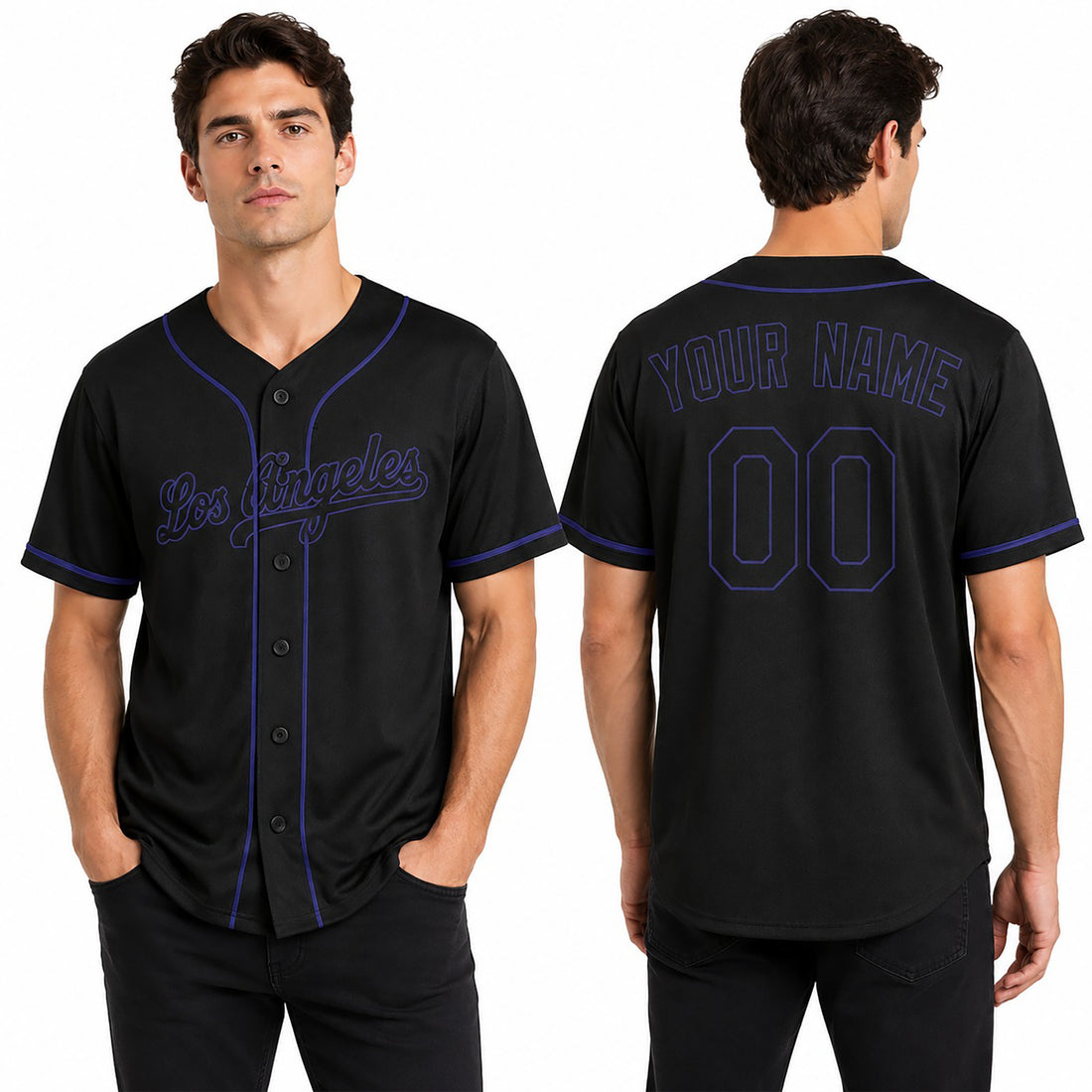 Custom Los Angeles Dodgers Baseball Jersey - Black Player Fashion Style, Personalized Name & Number-1