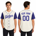 Custom Los Angeles Dodgers Baseball Jersey - Cream Royal Two-Color Fashion Style, Personalized Name & Number-1