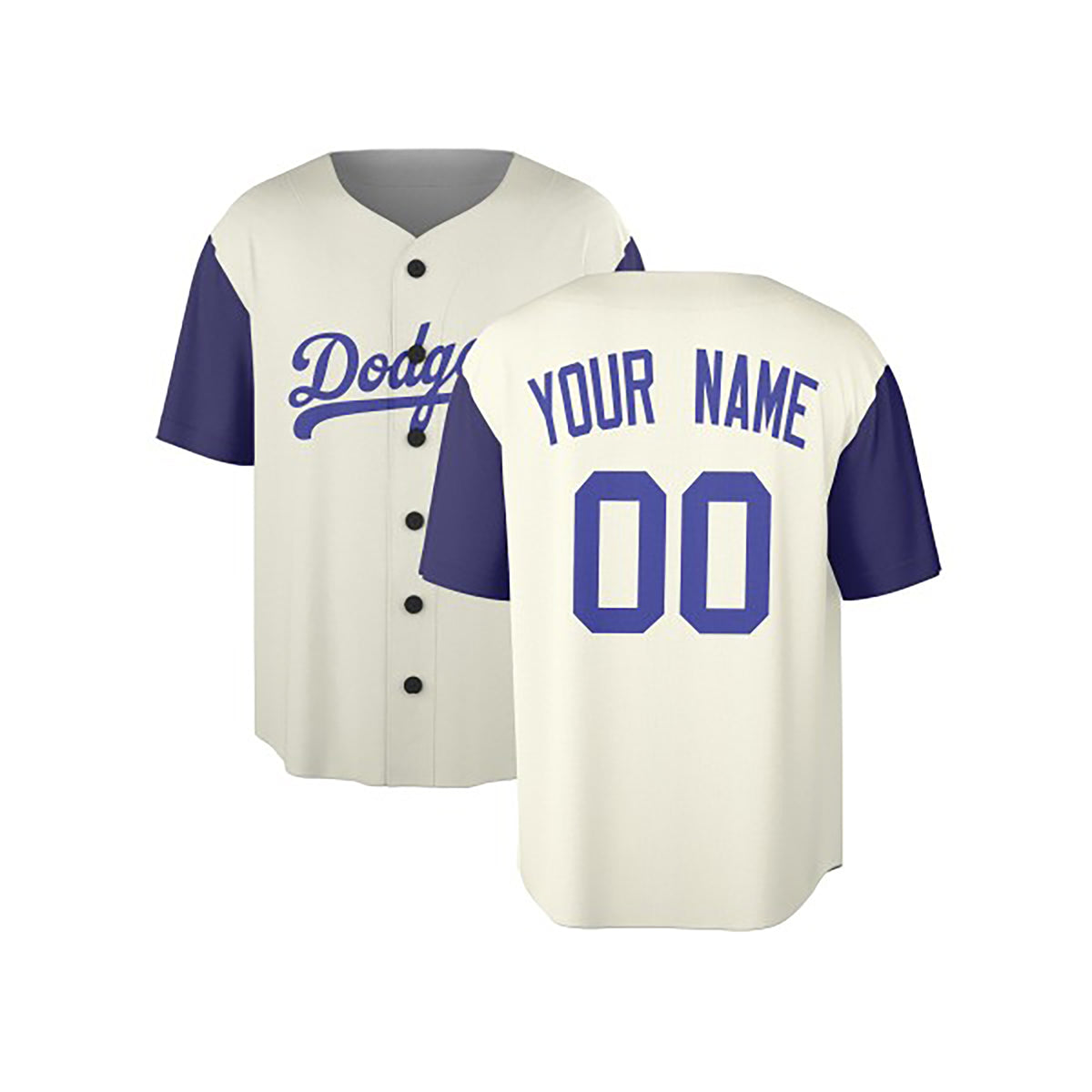Custom Los Angeles Dodgers Baseball Jersey - Cream Royal Two-Color Fashion Style, Personalized Name & Number-3