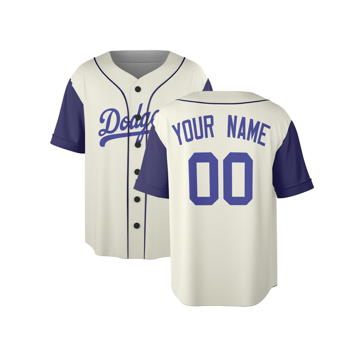 Custom Los Angeles Dodgers Baseball Jersey - Cream Royal Two-Color Fashion Style, Personalized Name & Number-4