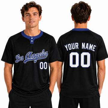 Custom Los Angeles Two-Button Baseball Jersey - Fashion Style, Personalized Name & Number-1