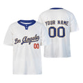 Custom Los Angeles Two-Button Baseball Jersey - White Style, Personalized Name & Number-3
