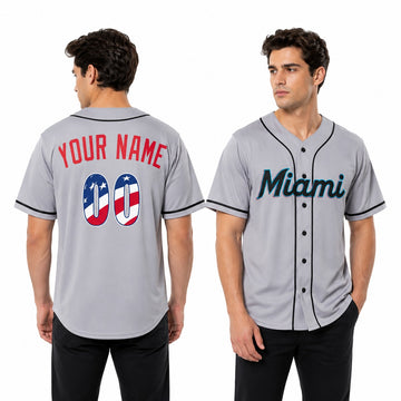 Custom Miami Baseball Jersey - USA 250th Anniversary Fourth of July Stadium Style, Personalized Name & Number-1