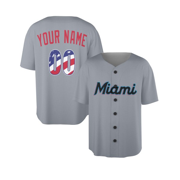Custom Miami Baseball Jersey - USA 250th Anniversary Fourth of July Stadium Style, Personalized Name & Number-3