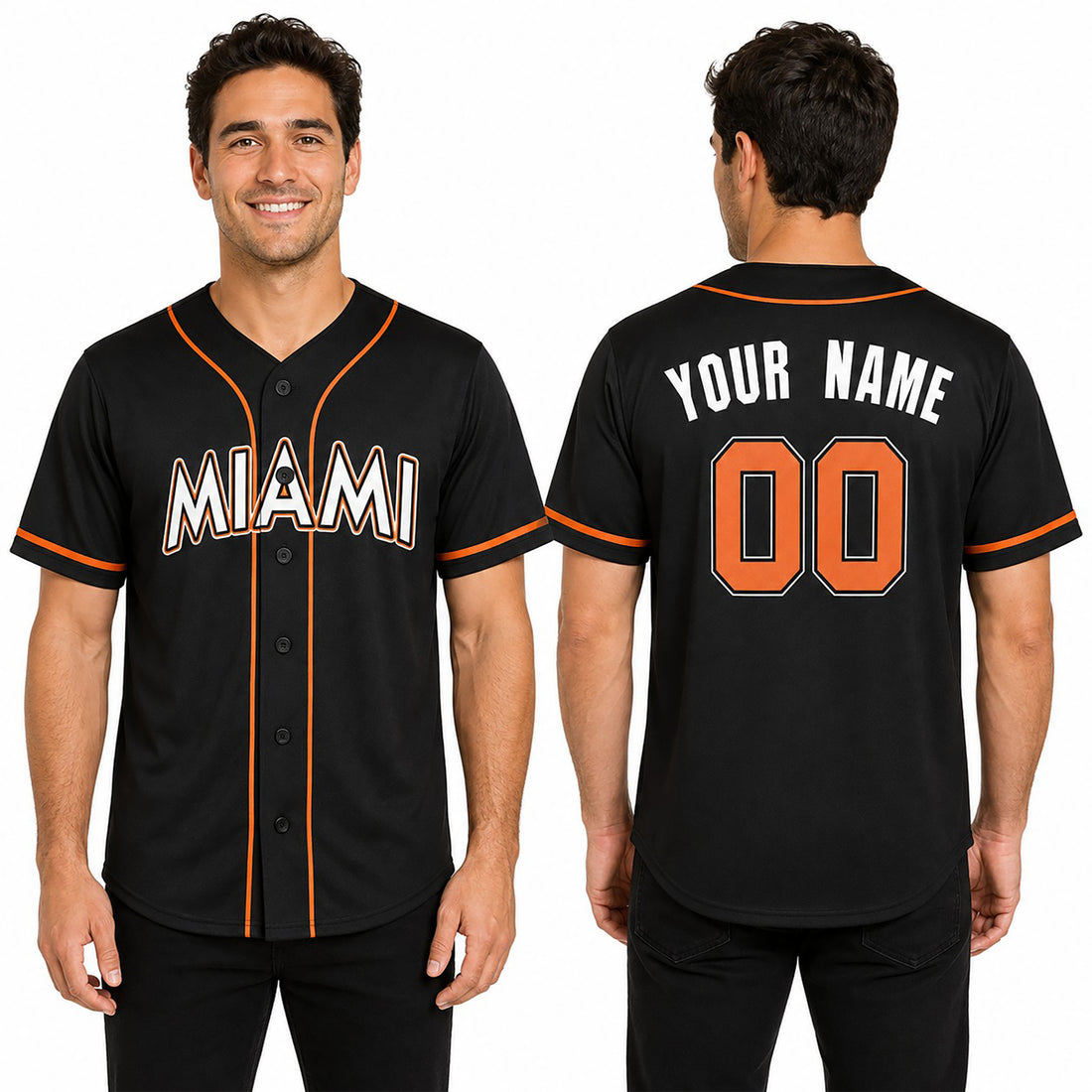 Custom Miami Marlins Baseball Jersey - Black Batting Practice Fashion Style, Personalized Name & Number-1