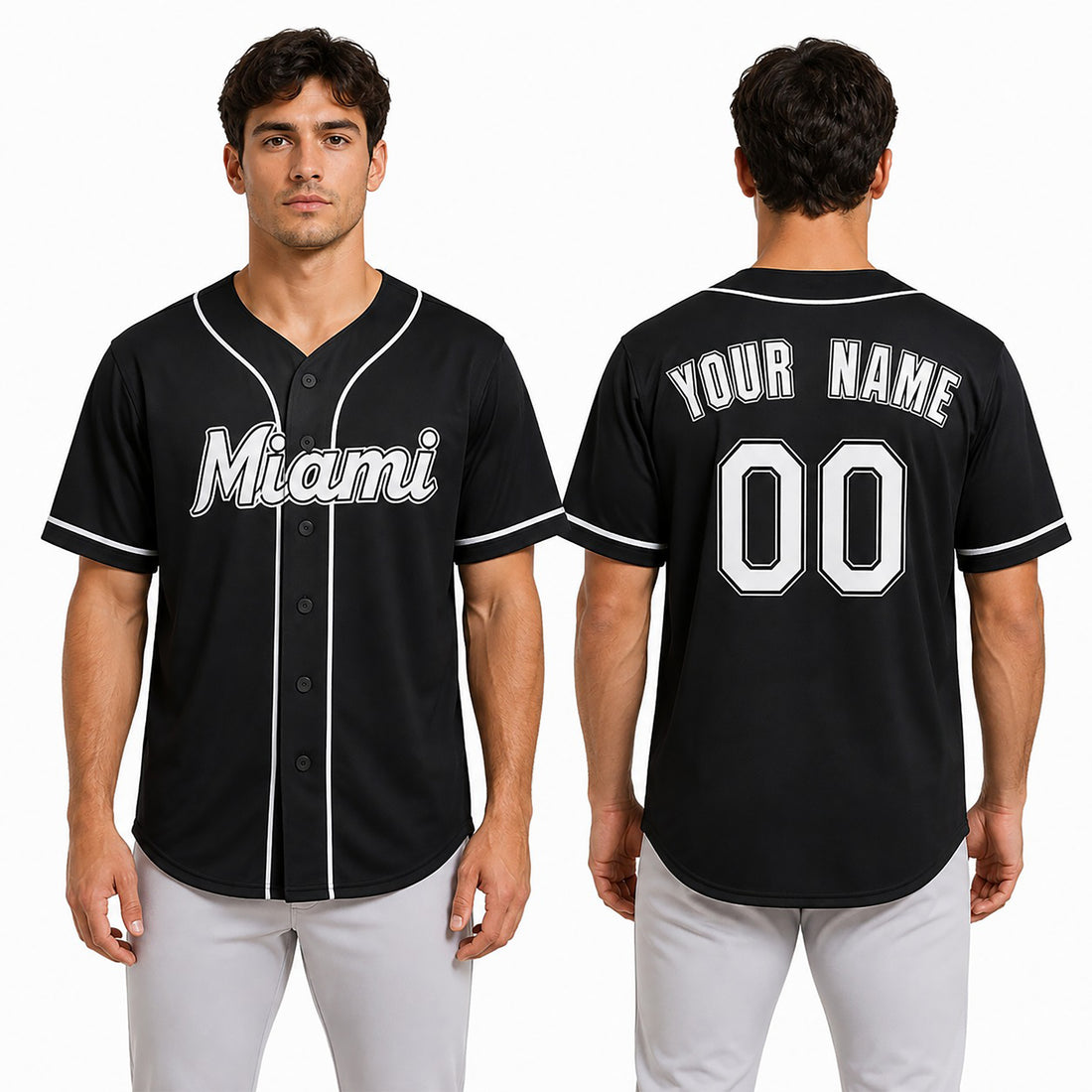 Custom Miami Marlins Baseball Jersey - Black Cooperstown Batting Practice Style, Personalized Name & Number-1