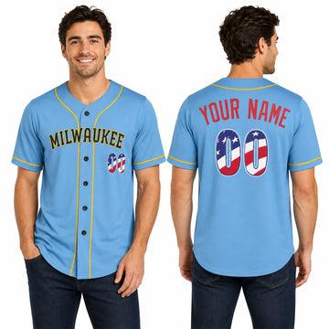 Custom Milwaukee Baseball Jersey - USA 250th Anniversary Fourth of July Stadium Style, Personalized Name & Number-1