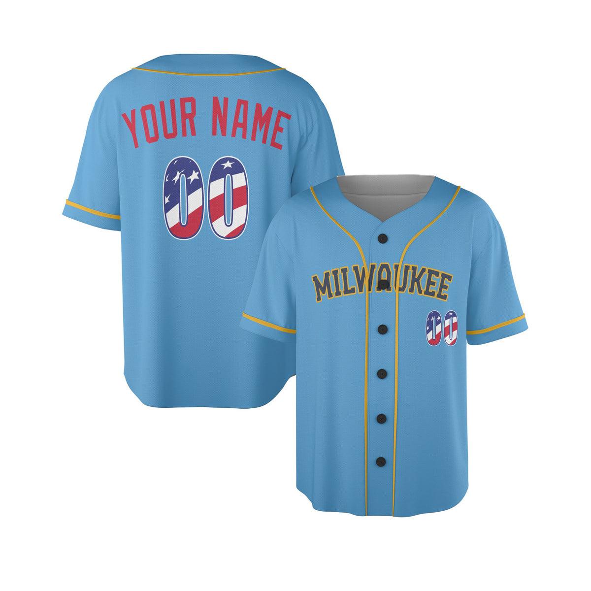 Custom Milwaukee Baseball Jersey - USA 250th Anniversary Fourth of July Stadium Style, Personalized Name & Number-4