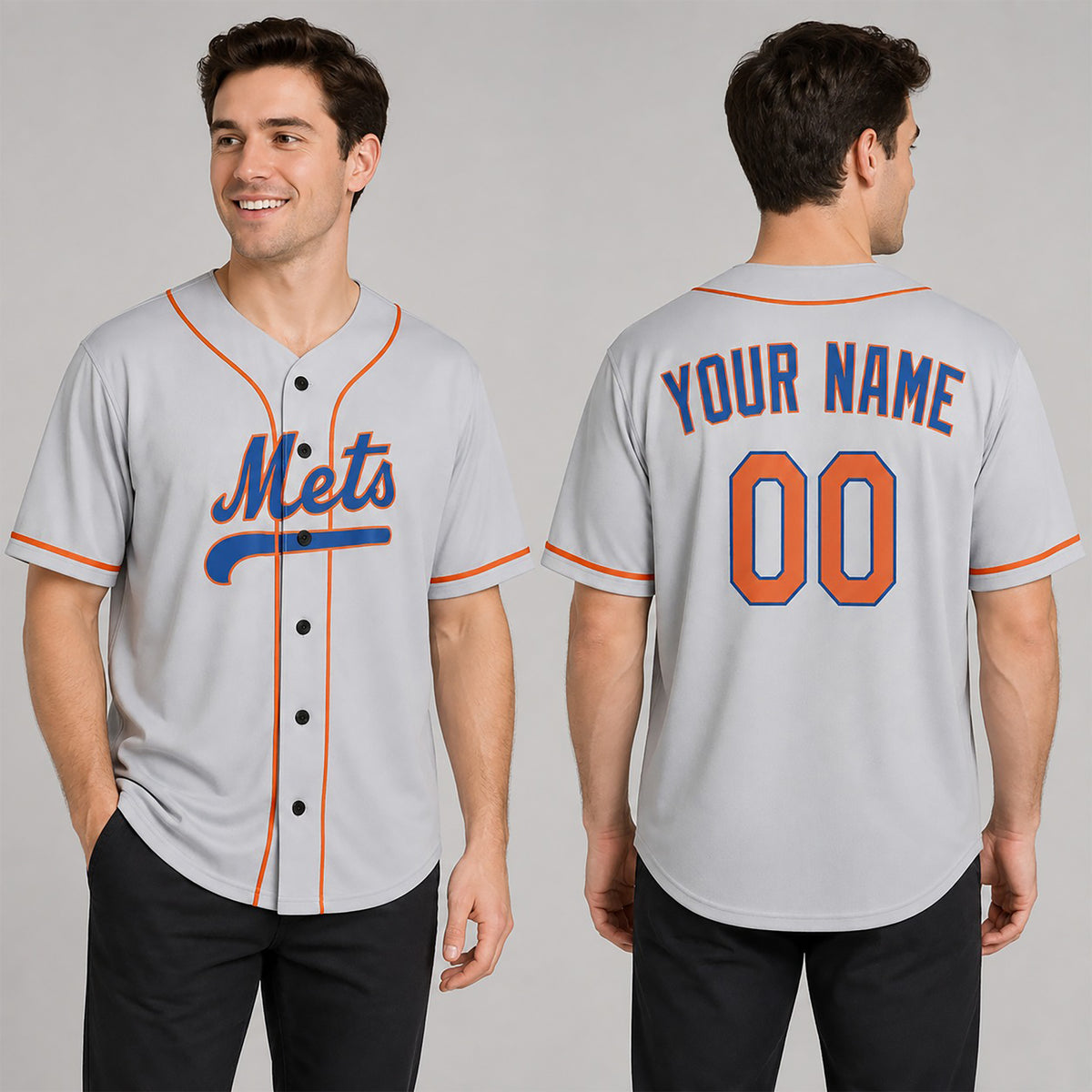 Custom New York Mets Baseball Jersey - 1986 Light Gray Player Style, Personalized Name & Number-1