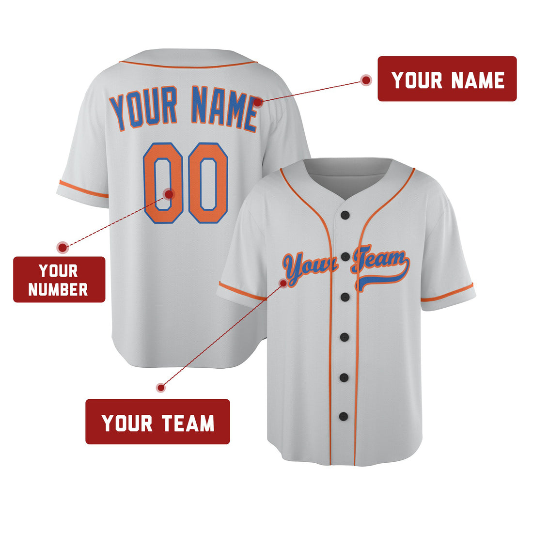 Custom New York Mets Baseball Jersey - 1986 Light Gray Player Style, Personalized Name & Number-1