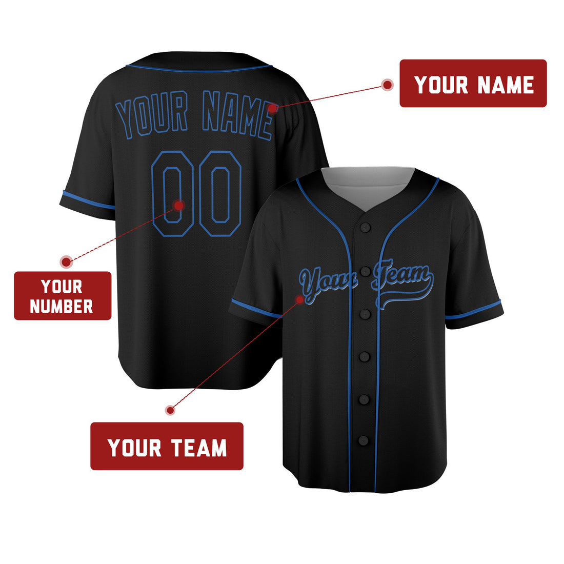 Custom New York Mets Baseball Jersey - Black Player Fashion Style, Personalized Name & Number-1
