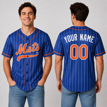 Custom New York Mets Baseball Jersey - Royal Batting Practice Style, Personalized Name & Number-1