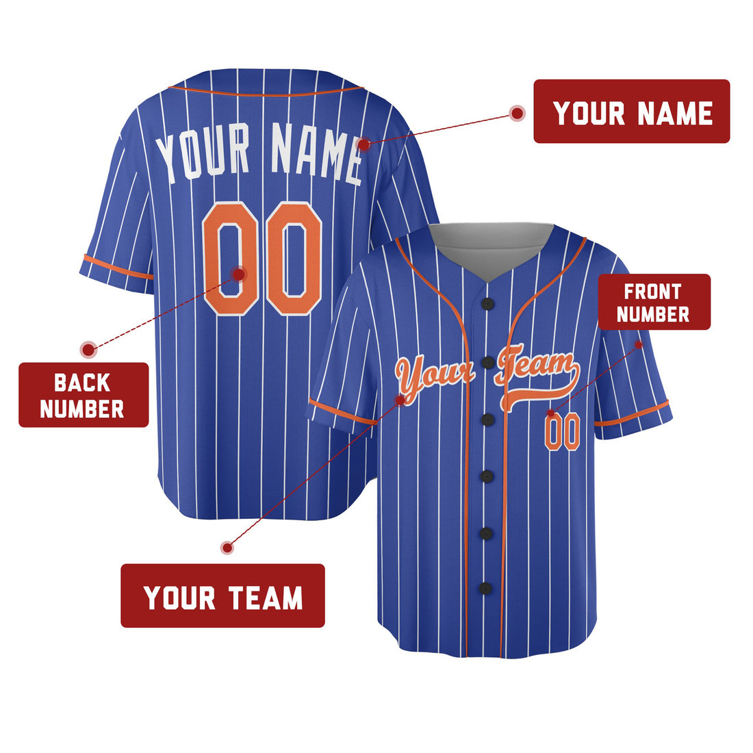 Custom New York Mets Baseball Jersey - Royal Batting Practice Style, Personalized Name & Number-1