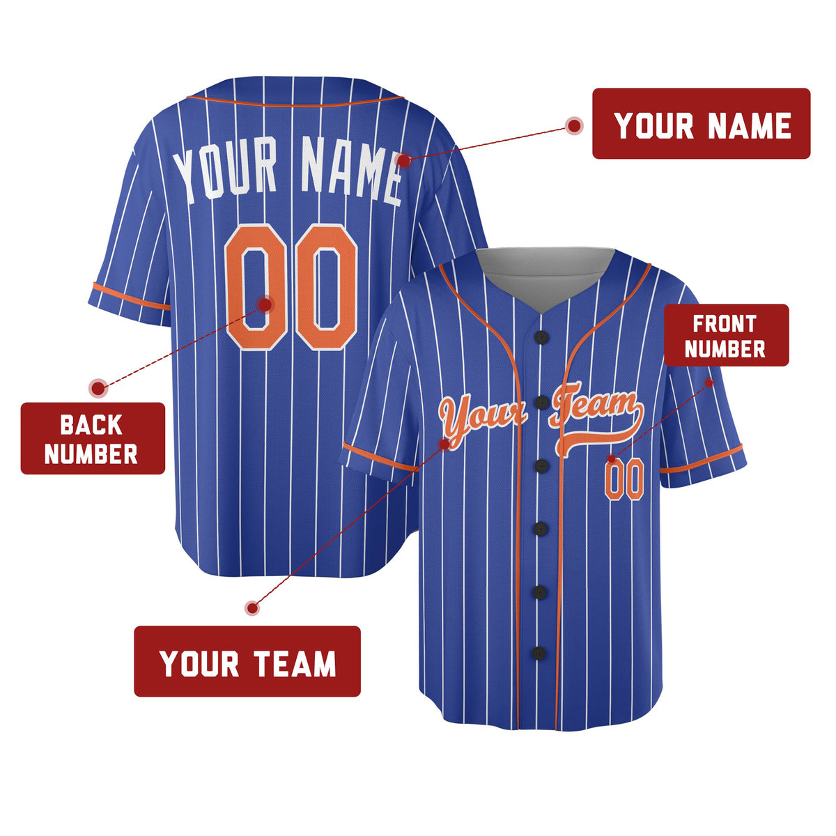 Custom New York Mets Baseball Jersey - Royal Batting Practice Style, Personalized Name & Number-2