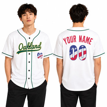 Custom Oakland Baseball Jersey - USA 250th Anniversary Fourth of July Style, Personalized Name & Number-1
